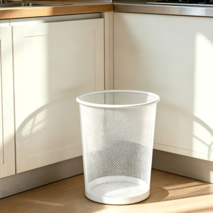 Two-Pack Of 6-Gallon Round Steel Mesh Trash Cans, Classic Black Design, Suitable For Homes, Offices, And Garages, Providing Convenient Storage For Trash And Recyclables.