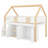 Low Loft Bed Frame with Staircase Entry, Storage Shelving, Cabinets & LED Lighting-1658017256