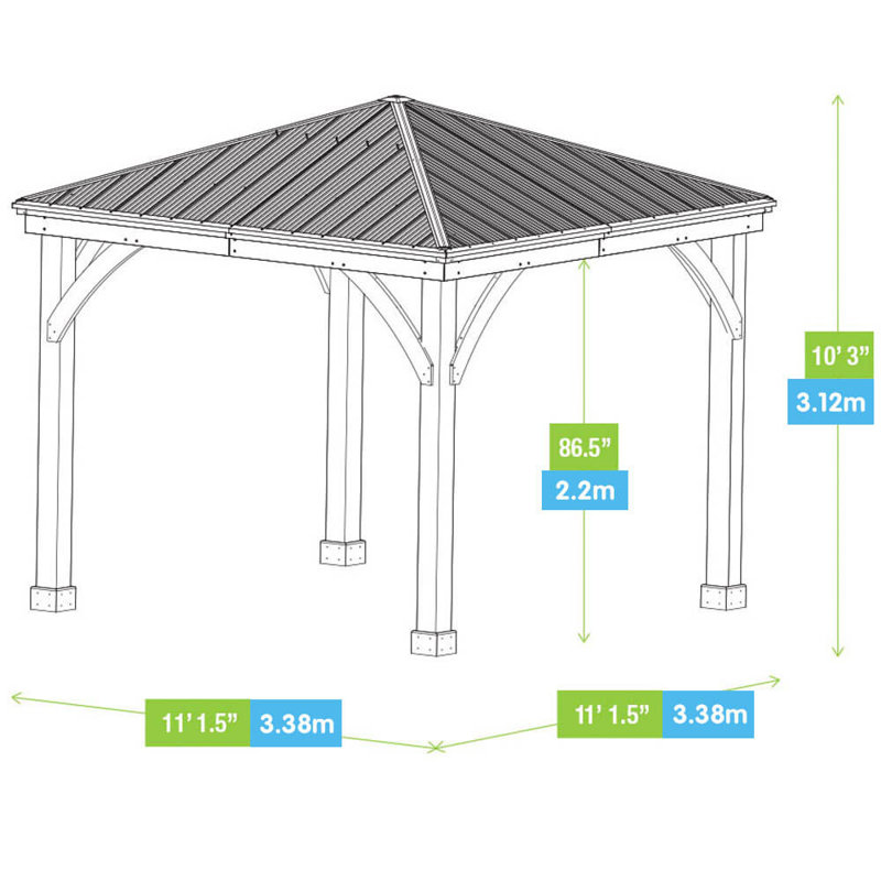 Alberteen 3.66m X 3.66m Wood Patio Gazebo
