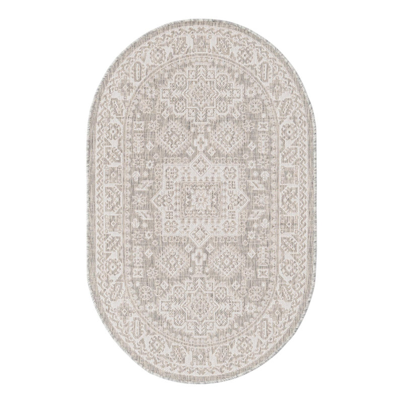 Tapis intérieur / extérieur beige Danera, Ovale 3 pi 3 po x 5 pi 3 po