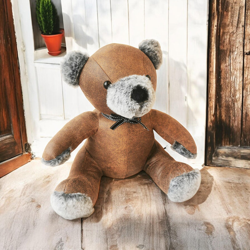 Teedy Bear Door Stop, Brown/White