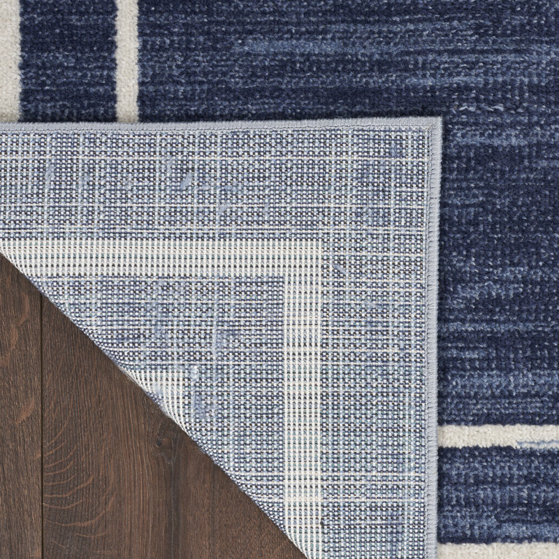 Nourison Essentials Navy Ivory Indoor/Outdoor Area Rug, Runner 2' x 6'