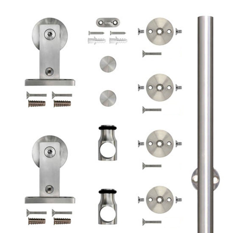 Stainless Steel Top Mount Rolling Barn Door Hardware Kit