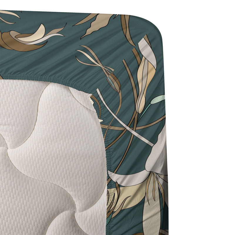 Ambesonne Watercolor Botany Sheet Set 4 Pcs Retro Boho Bloom, Queen Sheet Set with 2 Pillowcases