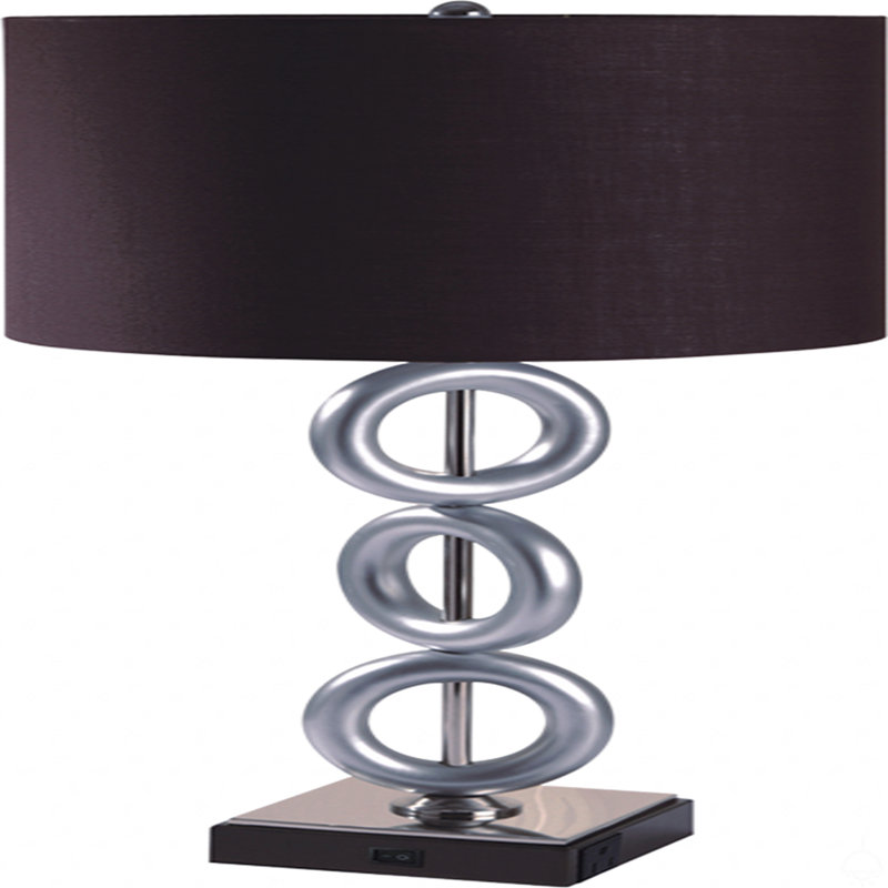Silver 3-Ring With Outlet Table Lamp