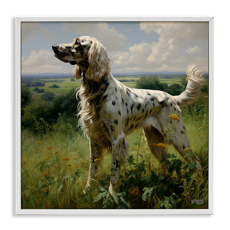 Art dalmatien en campagne par estampe numérique par Roozbeh Bahramali, Estampe numérique encadrée blanc bord de mer