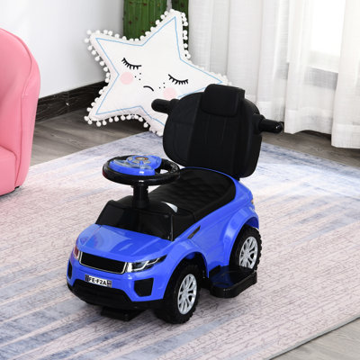 Blue Push Car Stroller For With Entertainment System And Features 1-3 Years 2 In 1 ' Storage Space Ages