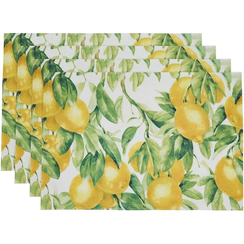 Lemon Printed Cloth Napkins, Set Of 4 , 13" x 19"