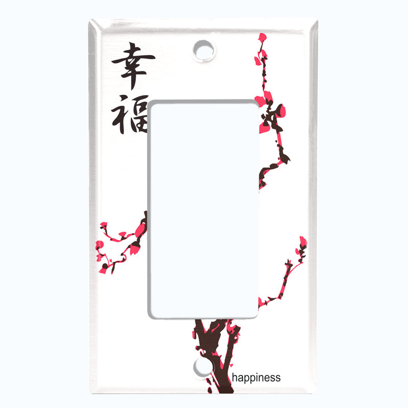 Sakura japonais, peinture murale, arbre, bonheur, 1 bande, interrupteur à bascule, plaque murale