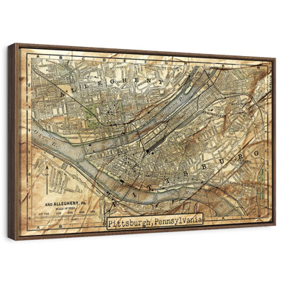 Carte rétro de la ville de Pittsburgh