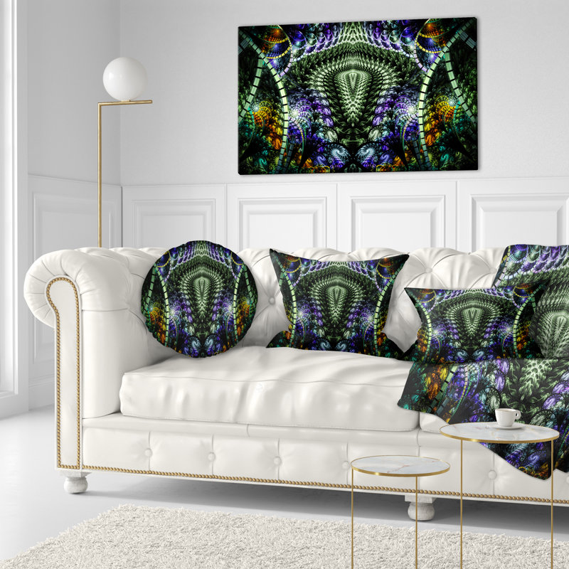 Coussin lombaire à motif fractal coloré unique Abstract