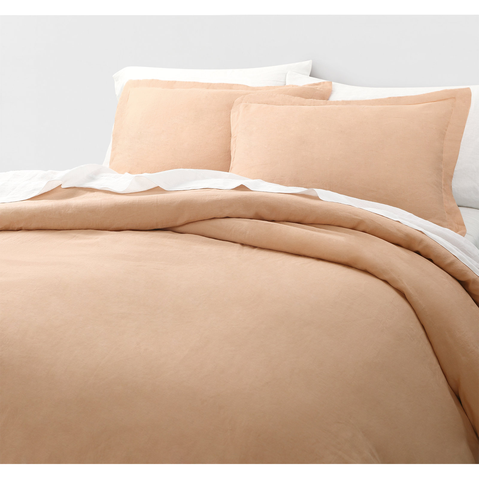 Frazier Linen Duvet Cover Set, Full/Queen Duvet Cover + 2 Standard Shams, Apricot