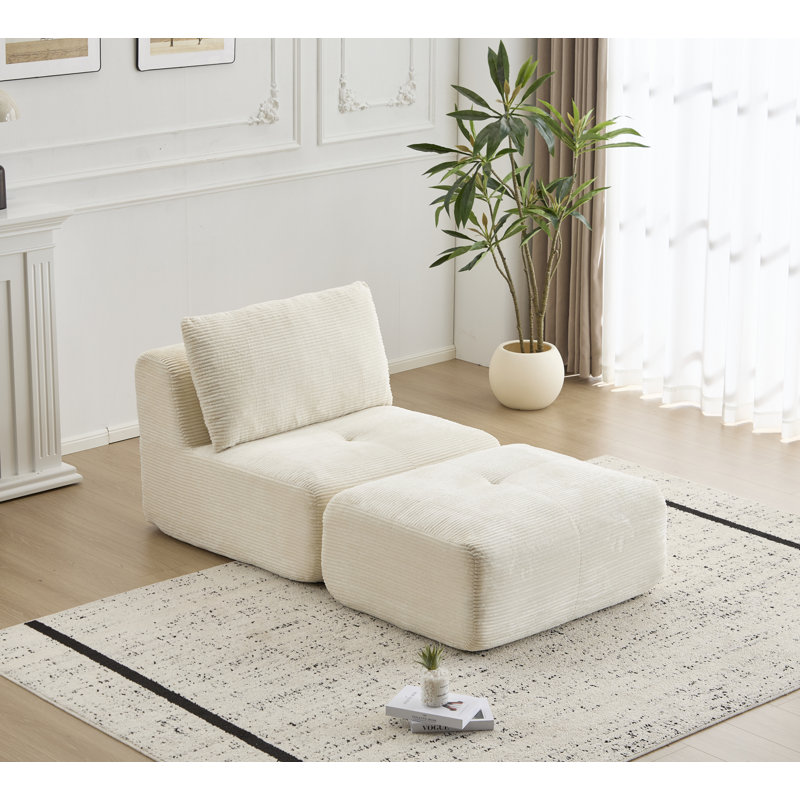 Canapé modulaire en mousse à mémoire de forme moderne modulaire Cloud avec repose-pieds mobile sans assemblage, beige, Beige