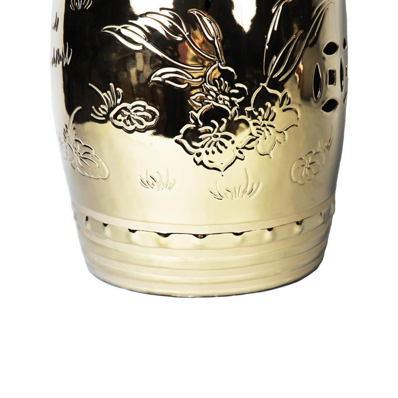 End Table With Etched Asian Design