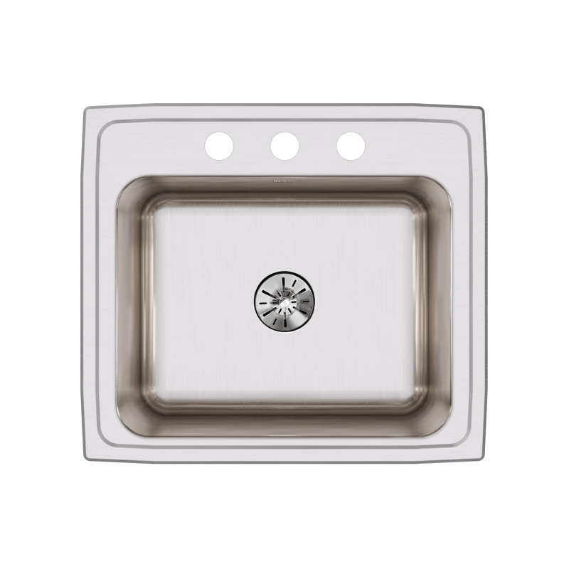 Évier de cuisine encastré avec drain Lustertone L 22 po x l 19,5 po, 3 trous