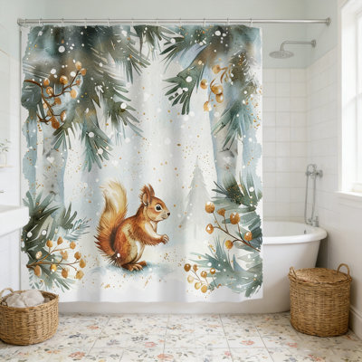 Rustic Shower Curtain Farmhouse Spring Floral Animal Country Caton Farm Animal Watercolor Shower Curtains Set Bathroom Polyester Fabric Hooks (70"W x 70"L)