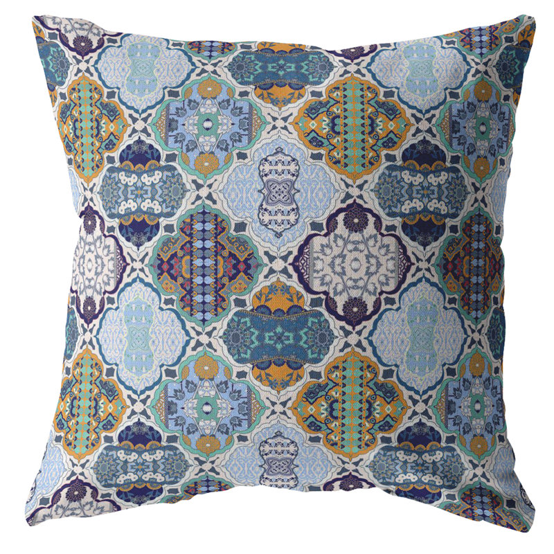 Coussin intérieur à glissière Flower, 18" x 18", Orange/bleu