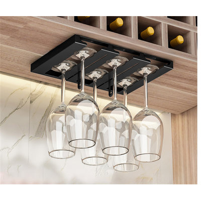 Dorcer Wall Mounted Wine Glass Rack Black by Prep & Savour