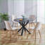 Table basse Mid-Century ronde de 42,1 po pour le salon, plateau en panneau de fibres à densité moyenne noir, pieds robustes en métal, facile à nettoyer et amp; Stable
