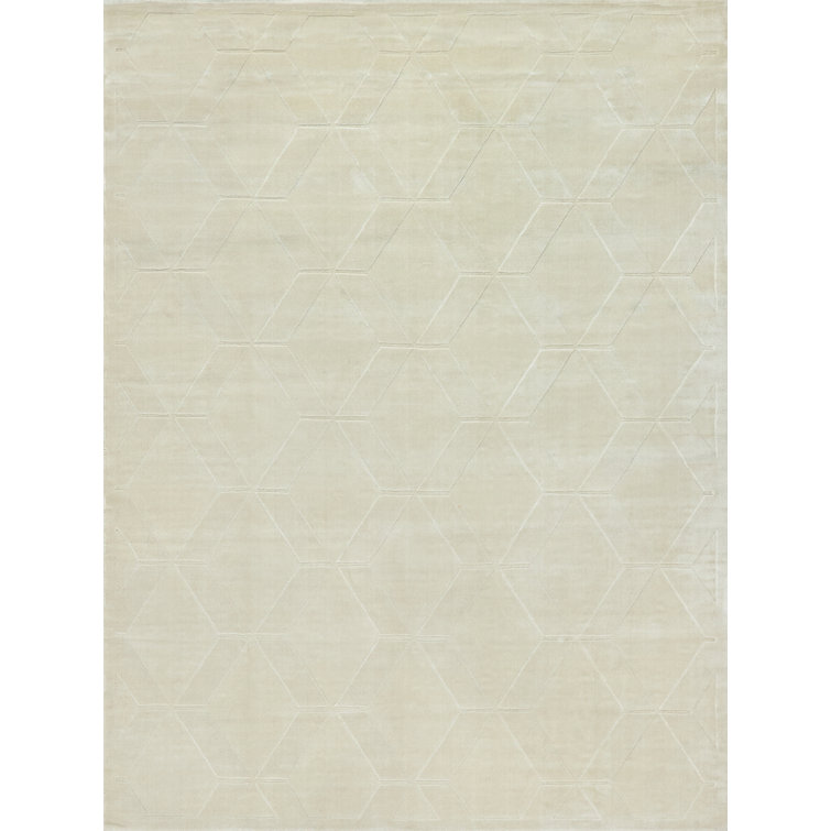 Brunello Modern Handmade Silky Nylon Light Beige Area Rug