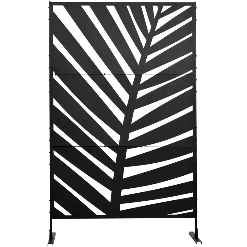 Hanzhe 6.5FT Decorative Garden Privacy Screen, Banana Leaf Style, Black