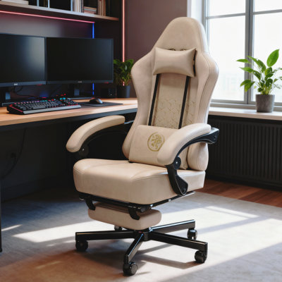 Adjustable Reclining Ergonomic Faux Leather Swiveling PC & Racing Game Chair