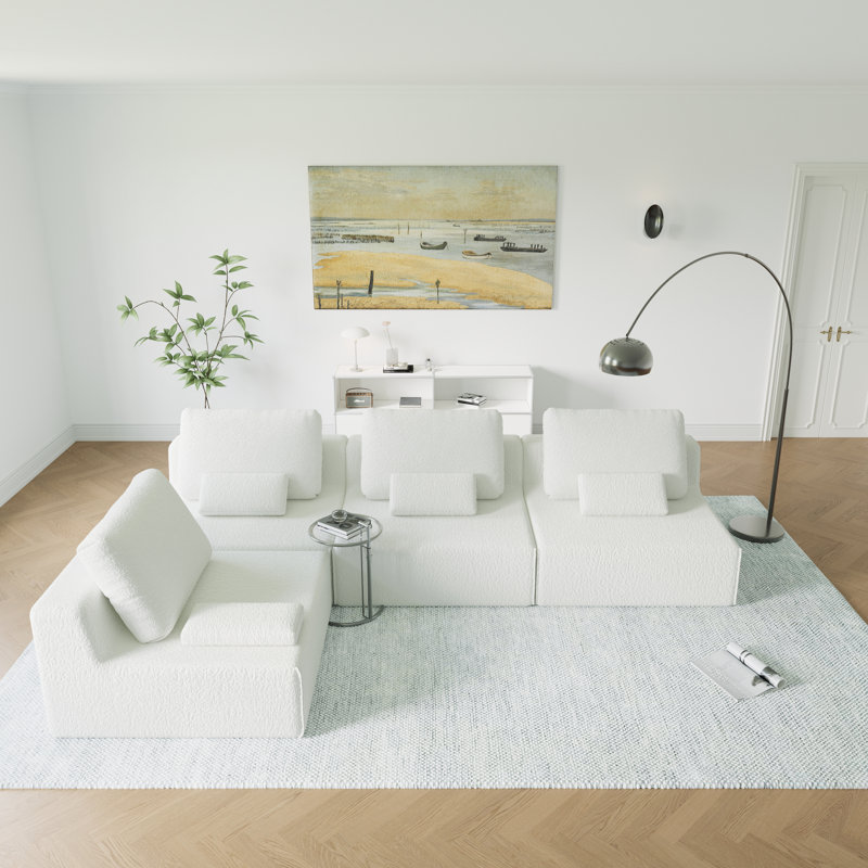 Canapé modulaire surdimensionné surdimensionné, ensemble de canapé de plancher Boucle de luxe, canapé convertible compressé, canapé spacieux rempli de mousse pour le salon, combinaison libre, 3 couleurs
