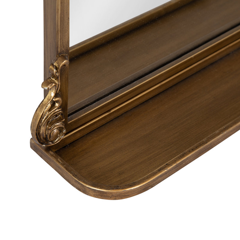 Stride Metal Arch Mirror with Shelves, 31.5" x 21", Gold