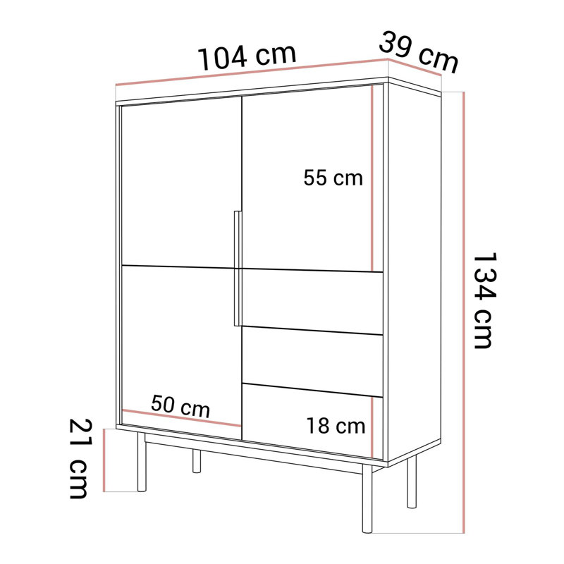 104cm Sideboard, Black