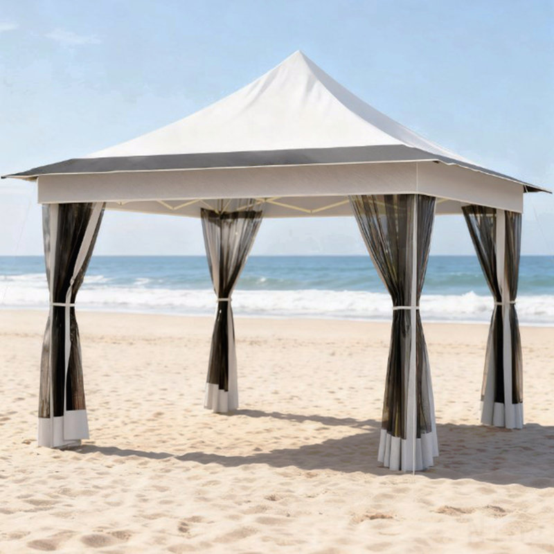 Gazebo, moustiquaire pour jardin avec sac de transport, Blanc