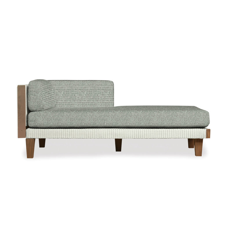 Catalina Outdoor Teak Chaise Lounge, Sailcloth Seagull, Ivory