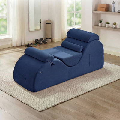 Adjustable Yoga Lounge Chair Sofa With Storage Pockets, Foam Filled Yoga Chaise Lounge For Reading, Rest, Stretching, Yoga & Meditation, No Assembly R