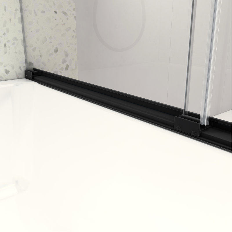 6076 Inch Shower Door Matte Black - Double Sliding, 8Mm Tempered Glass, Nano Cleaning, Adjustable , - Film Sliding Inch, -Proof Defence Barrier