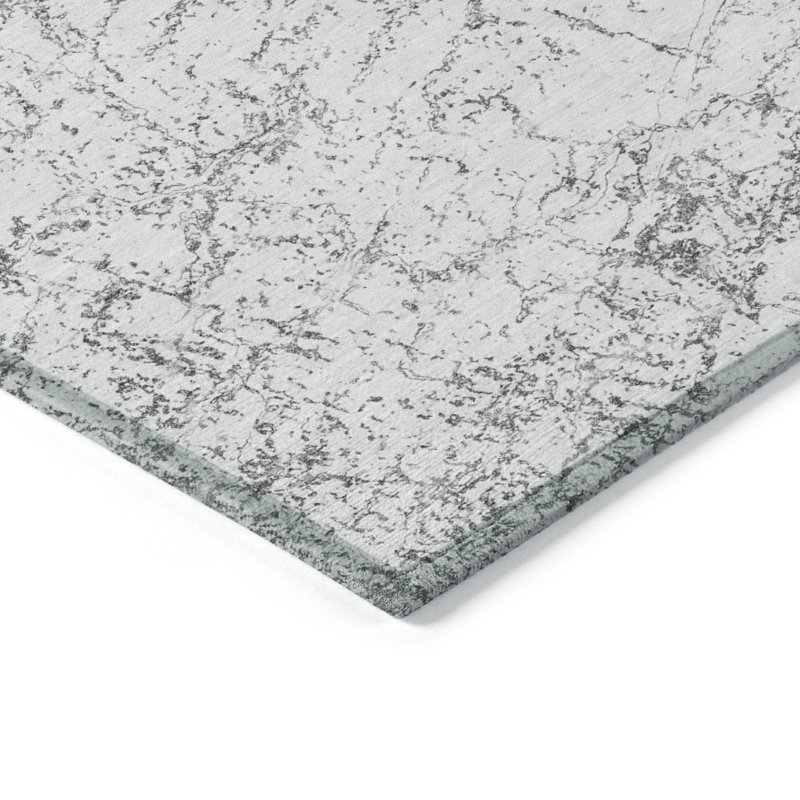 Tapis intérieur lavable abstrait gris et ivoire 3 pi x 5 pi