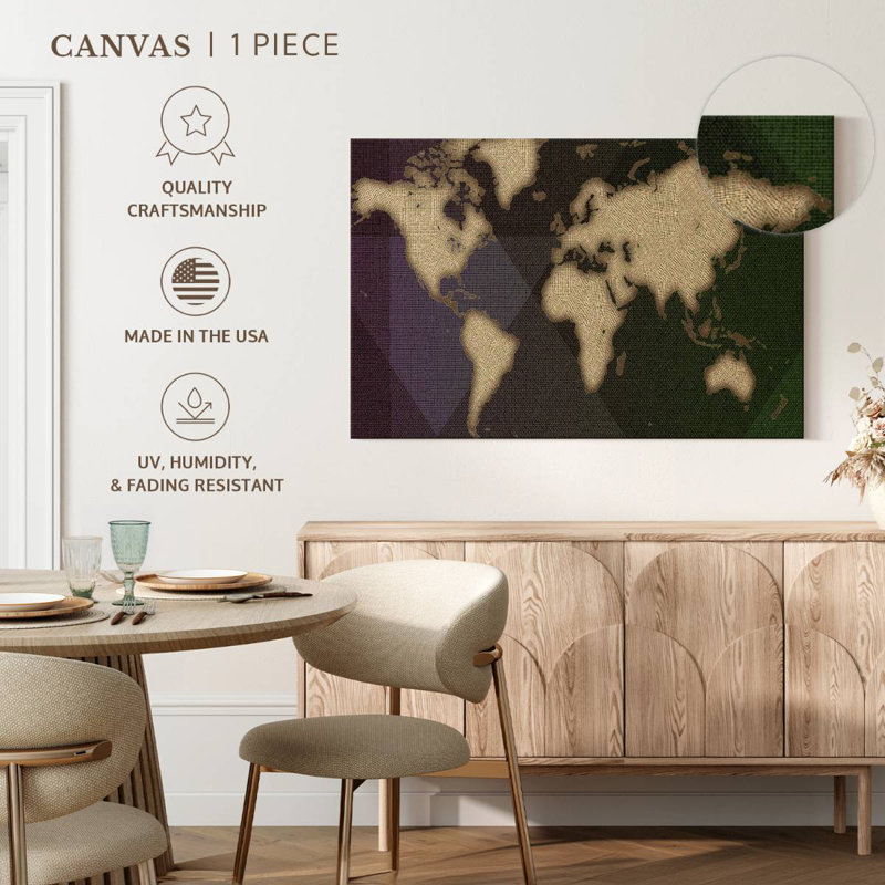 Carte du monde de la flanelle d'Aliaz, H 32 po x l 48 po