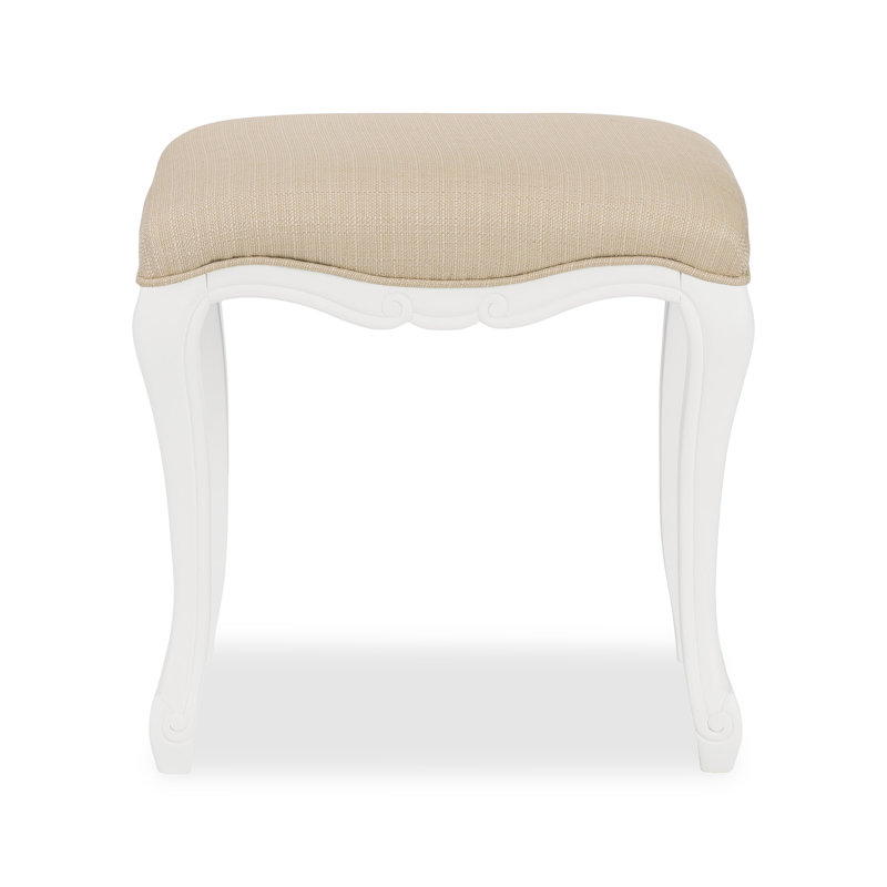 Lemaire Solid Wood Accent Stool, Antique White
