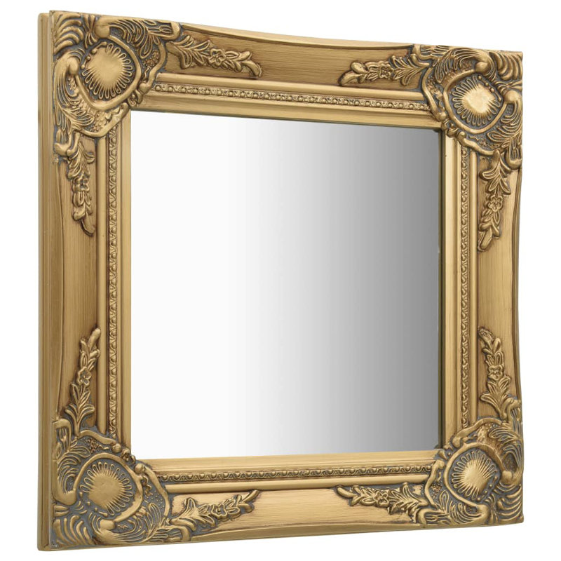 Ginsberg Wood Square Wall Mirror, 40cm H x 40cm W, Gold