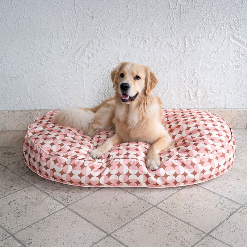 Oval Lounger Pet Bed with Removable Cover, Rosy, X-Large (53"w x 33"d x 6"h)