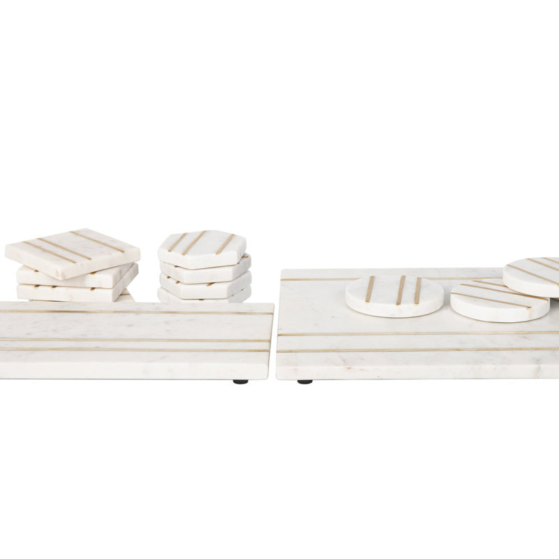 Broome Gold Inlay Marble Square Coaster Set
