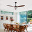 52 Inch Indoor Ceiling Fans With Lights, Dimmable LED, 3 Solid Wood Blades, Ceiling Fan With Remote Control Reversible DC Motor