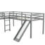 Lit mezzanine simple en L gris avec glissade - Créez une chambre élégante et regalité-1206034286