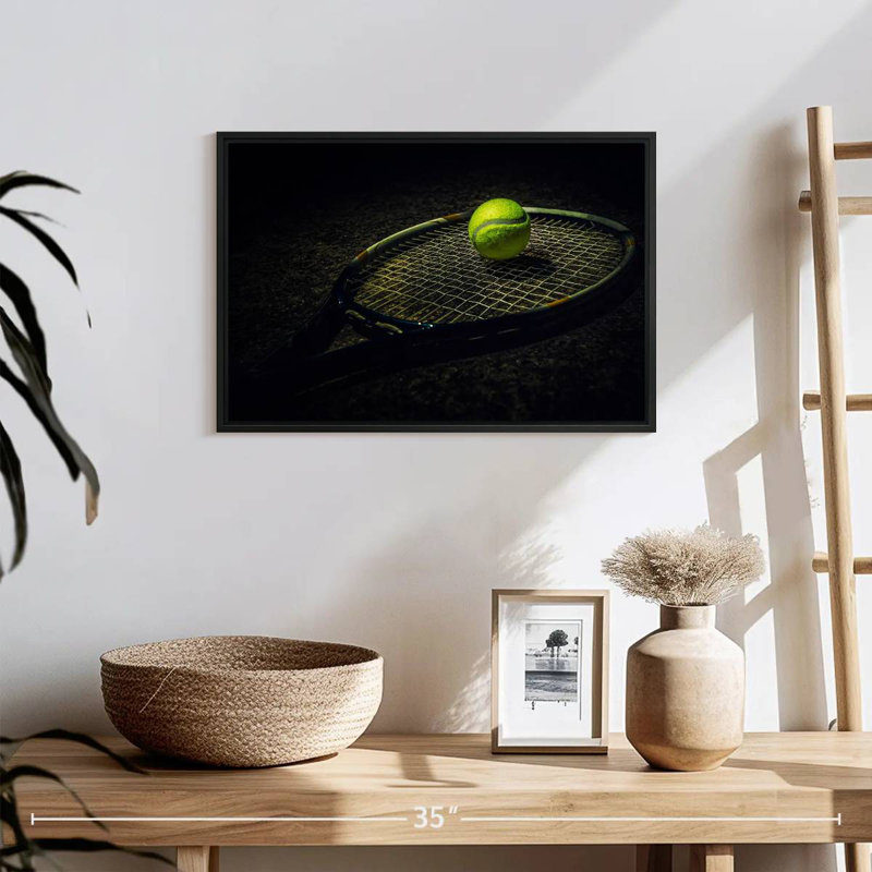 Tennis contemporain, 19 po x 13 po, Cadre flottant noir