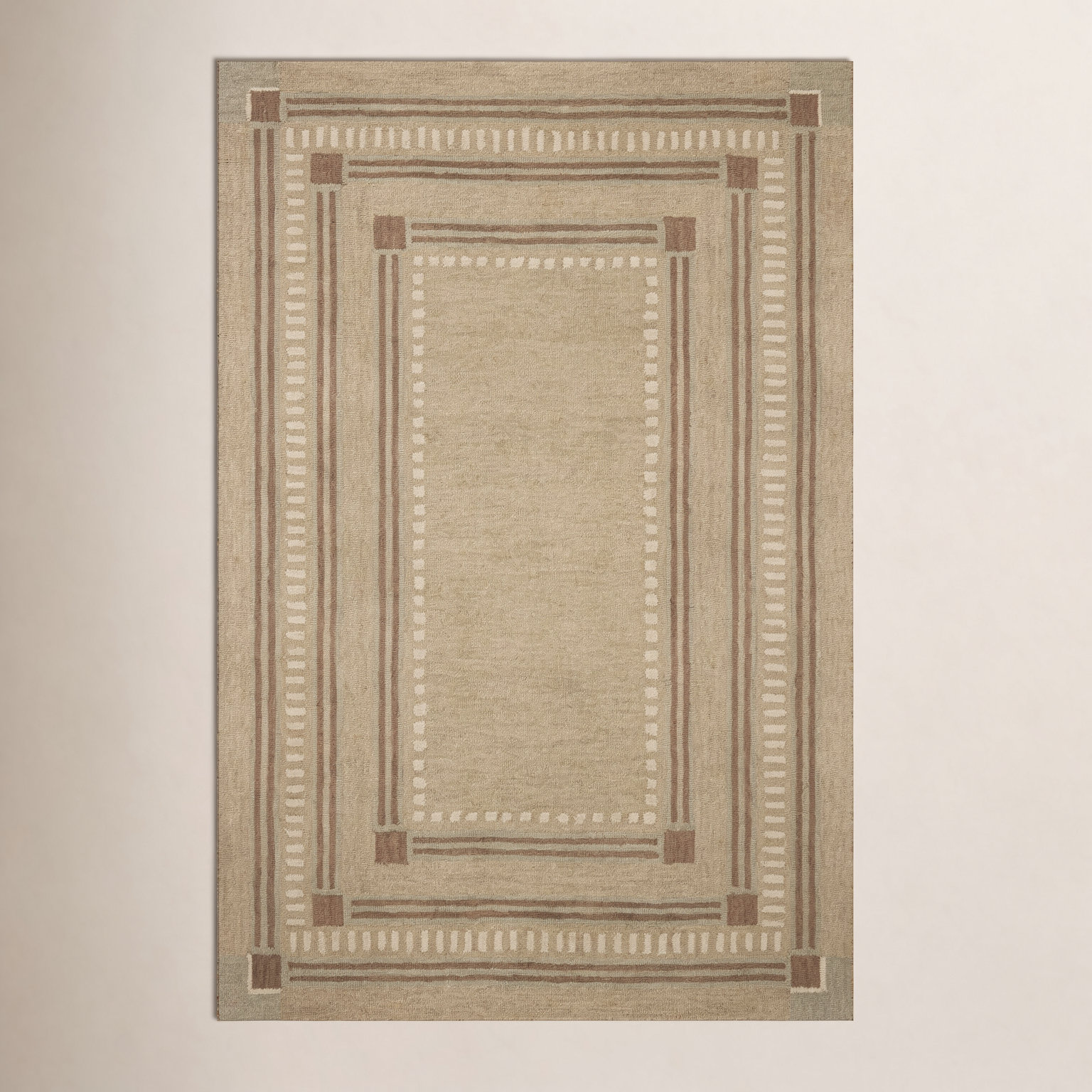 Alfie Green / Natural Area Rug, Rectangle 3'6" x 5'6"