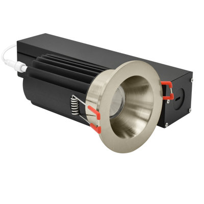 Luxrite 2 po Lumière DEL sans lumière à DEL régressée avec garniture ronde en nickel brossé 5CCT CRI90, à intensité variable, 14 / 20W, faisceau 38 °, 1200 / 1700LM, 120-277V
