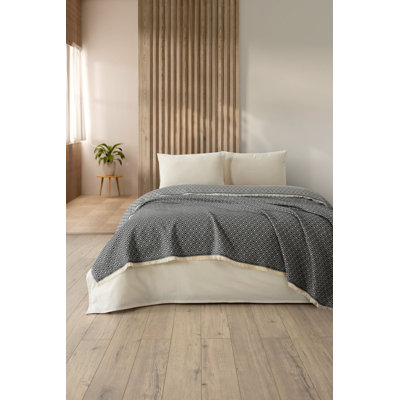 Couvre-lit luxueux à double piqué 100% coton, 82,7 po x 90,6 po | Lavable en machine à 30-40 ° C | Tissu noir élégant, doux et respirant | Parfait pour les chambres à coucher douillettes et les décorations élégantes