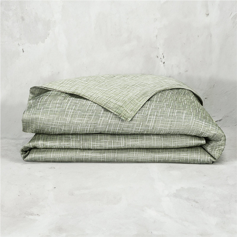Mosaico Jacquard Duvet Cover, Queen Duvet Cover, Moss
