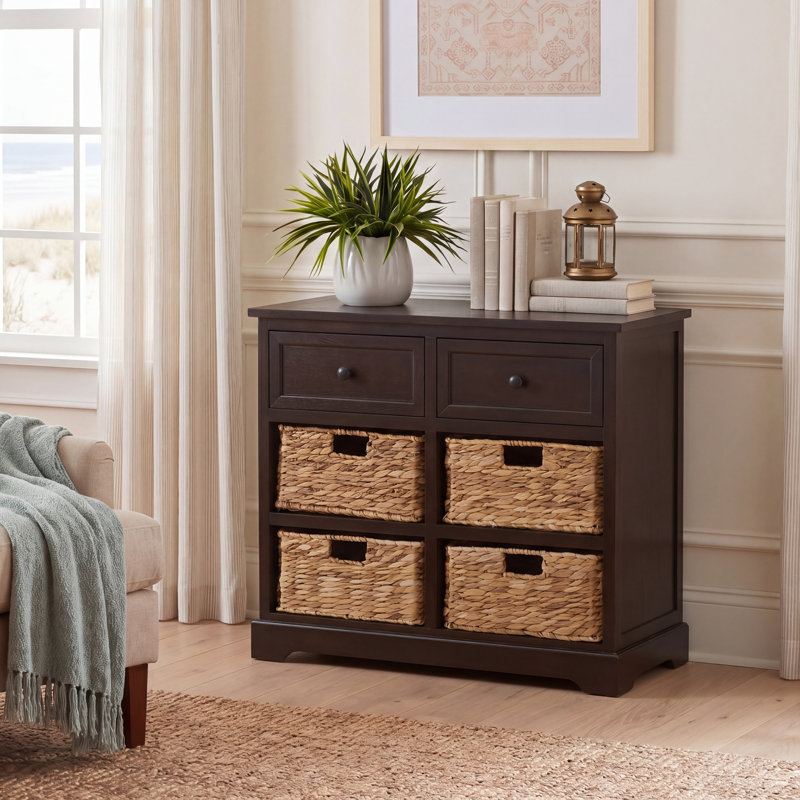 Commode décorative 2 tiroirs Painswick, Chocolat noir