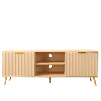 Tv Stand For 60/65/75 Inch Tv, Farmhouse Slatted Door Tv And Media Console Table With Drawer