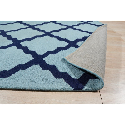 Hand Tufted Wool Area Rug in Blue