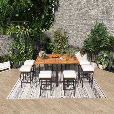 10-Piece Rectangular Outdoor Patio Dining Set With Cushions